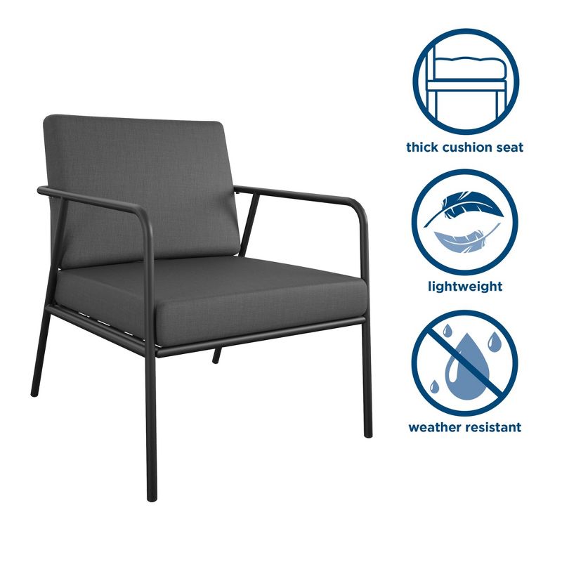 COSCO Modern Cushioned Outdoor Lounge Armchairs, 2-Pack, Dark Gray, 4 of 5