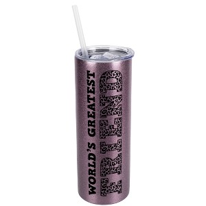 Elanze Designs Leopard Pattern Rose Gold 20 Ounce Double Wall Stainless Steel Glitter Travel Tumbler With Sliding Lid And Straw, World's Greatest - 1 of 4