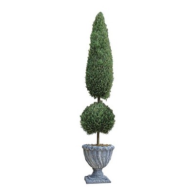 Everlasting Boxwood Topiary in Stone-Finish Resin Urn, 56" High