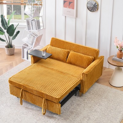 NicBex Pull-out and Push-in Sofa Couch for Living Room Adjustable Sofa Bed Convertible Lounge Guest Bed with a Movable Tabletop and USB Ports