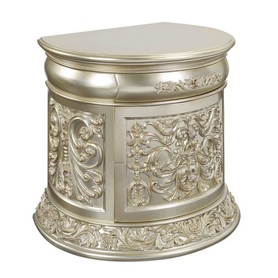 Sorina Antique Gold Oval 3-Drawer Nightstand