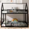 Twin Over Twin Metal House Bunk Bed with Fence and Door - 3 of 4
