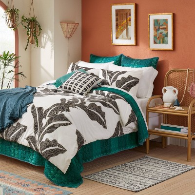 5pc Twin Extra Long Mariposa Bed in a Bag Comforter & Sheets Set Botanical Leaf Print Cream/Black - Opalhouse™ designed with Jungalow™