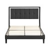 Queen Size Bed Frame, Upholstered Platform Bed Frame, Modern Wingback Headboard, Solid Wood Slats Support, No Box Spring Needed - 4 of 4