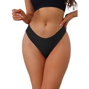 Allegra K Women's Low-Waisted Invisible Breathable V-Waisted Thongs - 1 of 4
