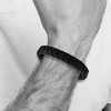 Black Bow Jewelry 12mm Stainless Steel Navy Blue Braided Leather Adj Bracelet, 8.25 Inch - 3 of 4