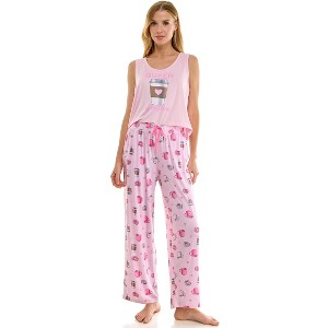Derek Heart Womens PJ Set with Cropped Tank & Pants - 1 of 4