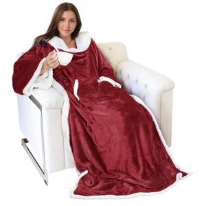 Catalonia Women Men Wearable Fleece Blanket Snuggie Robe for Adult Super Soft Warm Plush Fleece Lining TV Throws Wrap Blanket Cozy Gift for Woman Man - 1 of 4