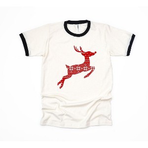 Simply Sage Market Women's Rudolph Sweater Short Sleeve Ringer Tee - 1 of 4