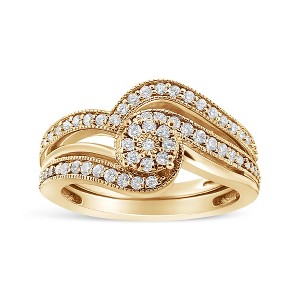 Silver 1/3ct Cttw Multi-Diamond Bypass Vintage-Style Bridal Set Ring and Band - 1 of 4
