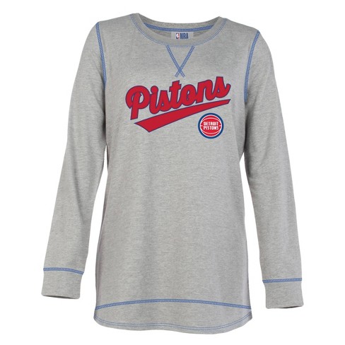 Nba Detroit Pistons Women's Gray Long Sleeve Team Slugger Crew