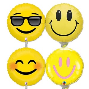 LoonBalloon 9 Inch Smiley Stick Value Pack Balloons (30 Pack) - Pre-Inflated - 1 of 2