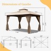 10'x13' Gazebo, Outdoor Gazebo with Mosquito Netting, Metal Frame Double Roof Soft Top Patio Gazebo Canopy Tent (Khaki) - 3 of 4