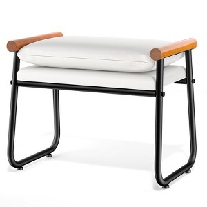 SUGIFT Cushioned Metal & Wood Ottoman Bench - 1 of 4