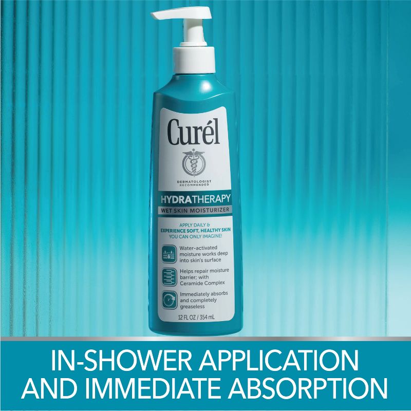 Curel Hydra Therapy Itch Defense In Shower Wet Skin Lotion, Advanced Ceramide Complex Moisturizer Unscented - 12 fl oz, 5 of 10