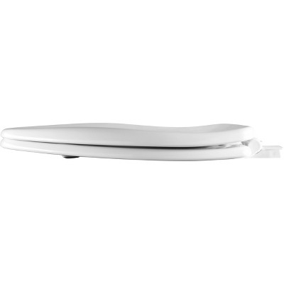 White Gloss Elongated Enameled Wood Slow-Close Toilet Seat