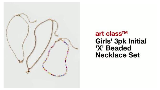 Girls' 3pk Initial Beaded Necklace Set - art class™, 2 of 8, play video