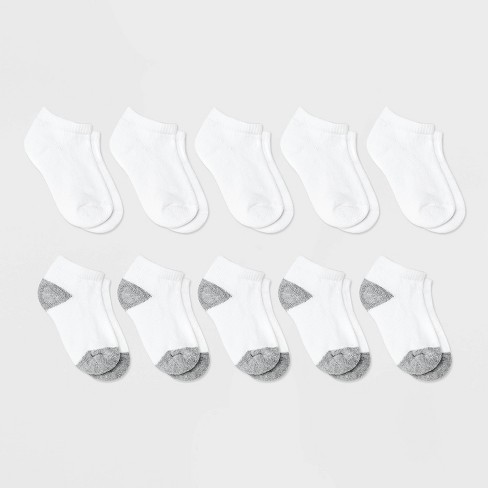 Boys' 10pk Low Cut Athletic Socks - Cat & Jack™ White S