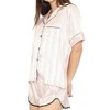 Anna-Kaci Lounge Women's Polka Dot Satin Pajama Set with Short Sleeve Button Top and Drawstring Shorts - 3 of 4