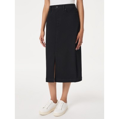 Jones New York Midi Denim Front Slit Skirt