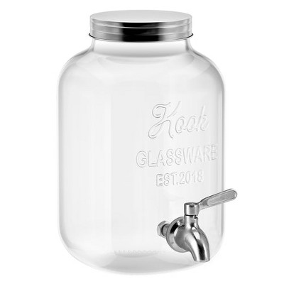 Clear Glass 1-Gallon Beverage Dispenser with Silver Stainless Steel Spigot
