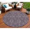 Purple Beige And Taupe Floral Washable Indoor Outdoor Area Rug - 2 of 4