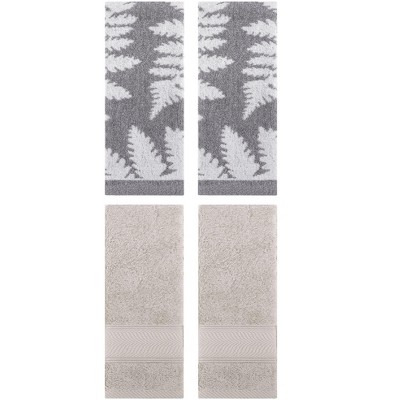 REGALWOVEN 4 Pcs Bathroom Decorative Cotton Soft Absorbent Sold Striped Hand Towel