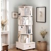 Gulches 360¡ã Rotating 5-Tier Corner Bookshelf with Drawer - White Wooden Narrow Storage Rack, Space-Saving Floor Bookcase - 3 of 4