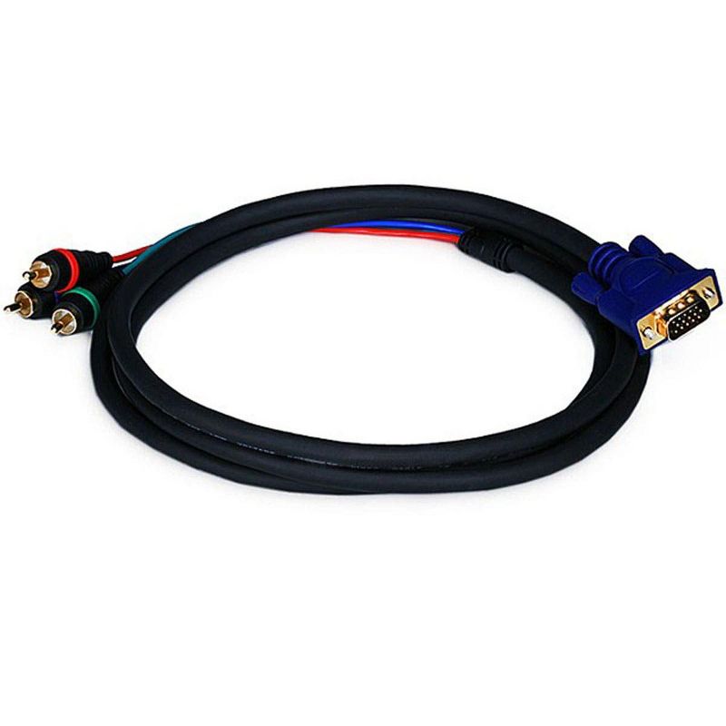 Monoprice Video Cable - 6 Feet - VGA to 3 RCA Component Adapter for Projectors, Gold plated connectors and pins, 1 of 4