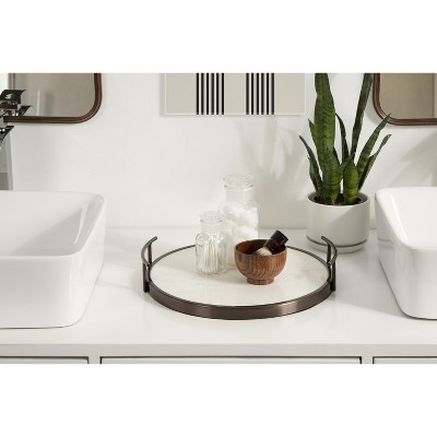 Elegant Round 14'' Bronze Marble Display & Serving Tray