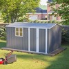 Vynxaria 8x12FT Outdoor Storage Shed, XL Heavy-Duty Steel Building with Window, Hinged Gray Doors & 4 Air Vents for Backyard/Garden/Patio, Gray - 4 of 4