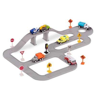 DRIVEN – Track Playset with Toy Trucks – Safe & Clean City Crew (57pc) – Pocket Series