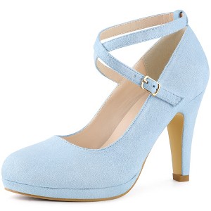 Allegra K Women's Platform Cross Strap Round Toe Stiletto Heels Pumps - 1 of 4