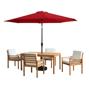 Alaterre Furniture 6pc Outdoor Patio Dining Set, Okemo Table with 10' Auto Tilt Umbrella - 1 of 4
