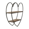 Sagebrook Home 20" 2-Tier Heart Wall Shelf - Contemporary Industrial Rustic Brown Metal and Wood Mounted Wall Shelf - 4 of 4