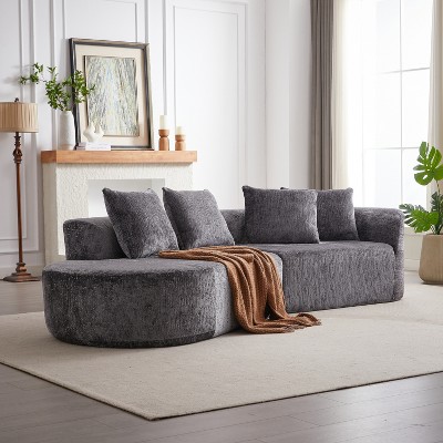 NicBex Couches for Living Room 114" Oversized Sectional Sofa Chenille Modern Upholstered 4-seater Curved Cloud Sofa Couch with Throw Pillows