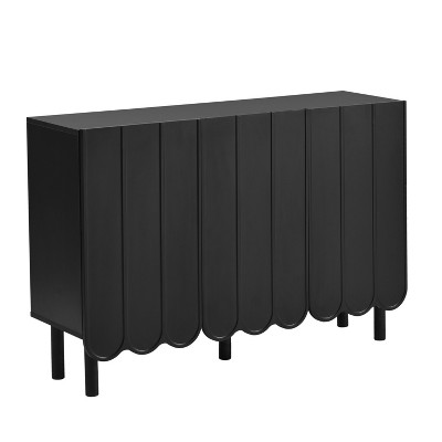 TIRAMISUBEST Minimalist Shoe Cabinet with 5 Solid Wood Legs,Adjustable Shelves, Wave Doors, Large Storage Space for Living Room, Hallway