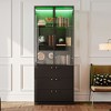 Famapy Modern Glass Wine Cabinet,Color - Changing LED Lights,3 Drawers,Kitchen Display Pantry Cabinet,Showcase Wine - 3 of 4