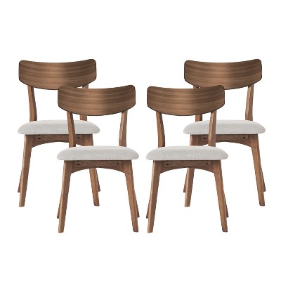 Christopher Knight Home Hugh Upholstered Fabric Rubberwood Dining Chair (Set of 4)