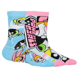 The Powerpuff Girls Socks Women's Blossom Buttercup Bubbles 3-Pack Adult Mid Rise Crew Socks Multicolored - 1 of 4