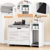Homhougo Cat Litter Box Enclosure, Large Hidden Litter Box Furniture with Top Opening, Cushion, Storage Shelf, Litter Mat - 3 of 4