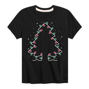 Boys' - Instant Message - Christmas Tree Made Out Of String Lights Short Sleeve Graphic T-Shirt - 1 of 4