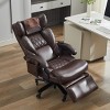 Big and Tall Executive Office Chair,Brown PU Leather Reclining Desk Chair with Footrest, Massager, Swivel Computer Chair for Home or Office-Cuddlewood - 3 of 4