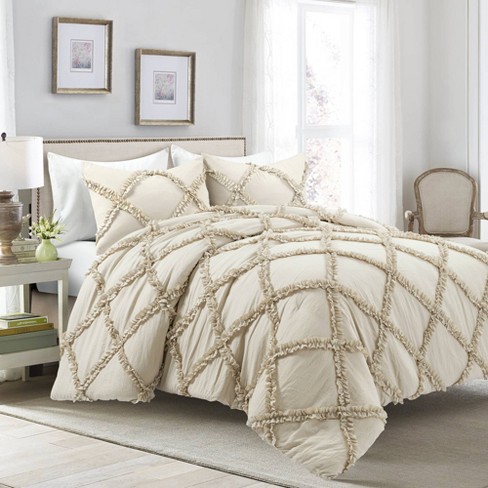 Ella Ruffle Lace 3 Piece Quilt Set, Lush Decor