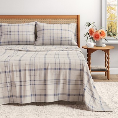 100% Cotton Plaid & Stripe Flannel Sheet Set - Great Bay Home