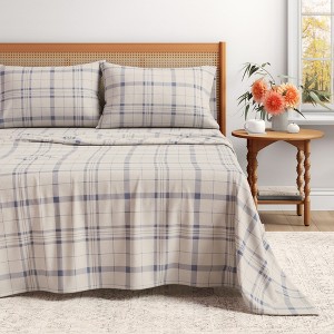 100% Cotton Plaid & Stripe Flannel Sheet Set - Great Bay Home - 1 of 4