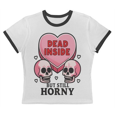 Rerun Island Women Dead Inside But Still Horny Love Short Sleeve Graphic Cotton Retro Vintage Ranger Baby Tee
