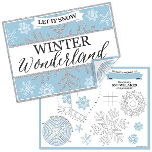 Big Dot of Happiness Winter Wonderland - Paper Snowflake Holiday Party and Winter Wedding Coloring Sheets - Activity Placemats - Set of 16 - 1 of 4