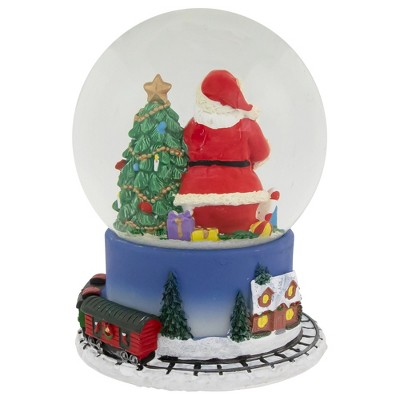 Santa and Train Christmas Musical Snow Globe with Glitter - 6.5"