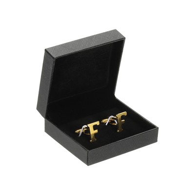 Unique Bargains Men Weddings Gift Classic Alphabet Cuff Links with Box 2 Pcs